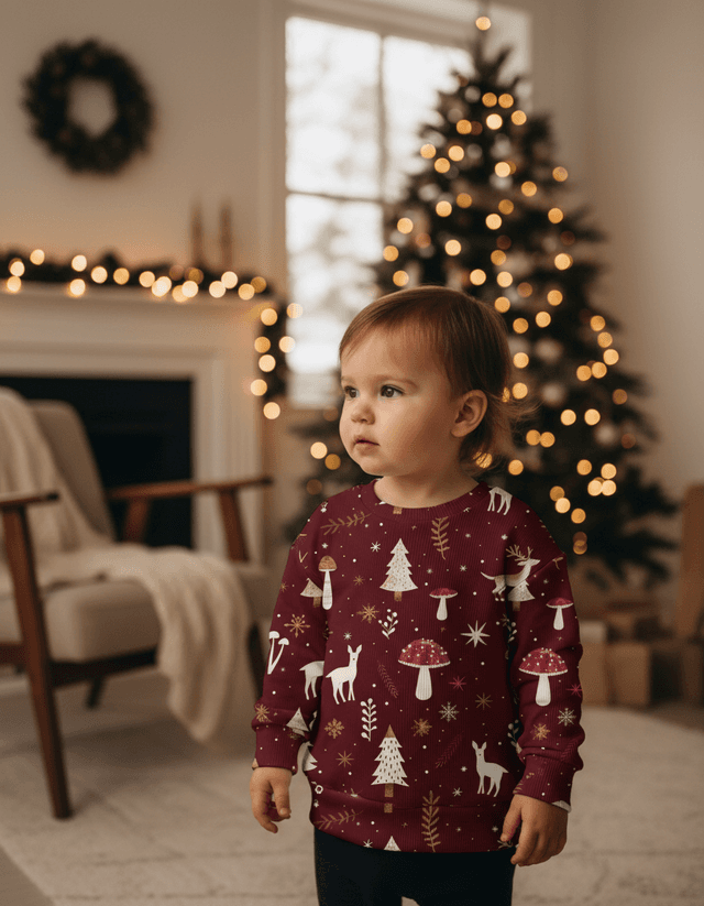 Mikina z rebrovaného úpletu Vianočný les