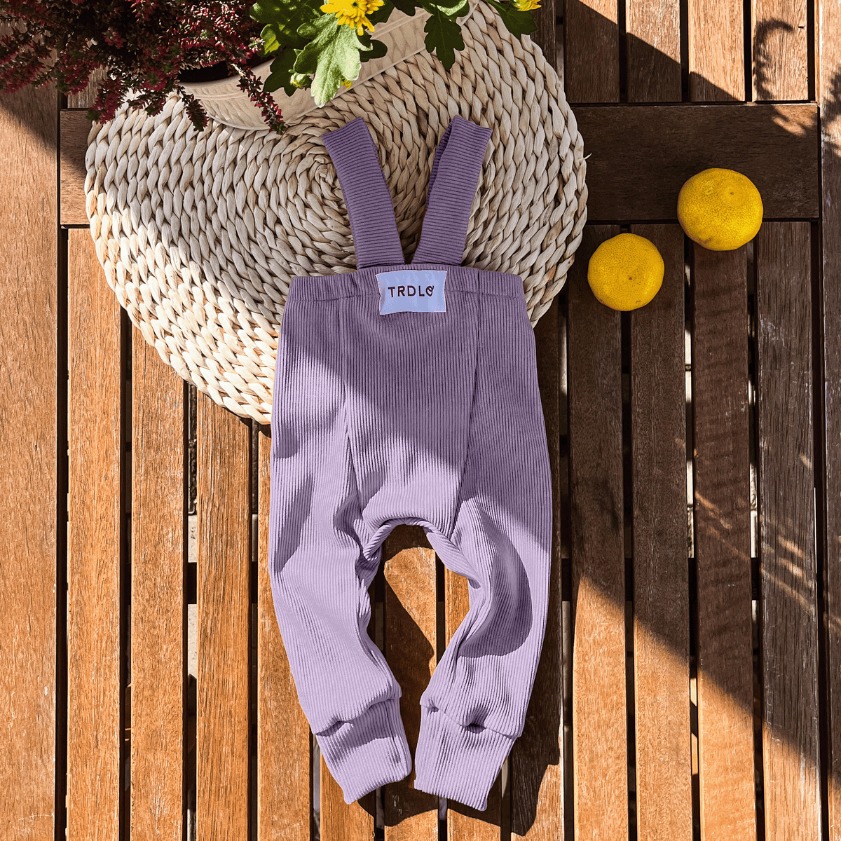 Growing Ribbed Long Leggings with Straps Lavender