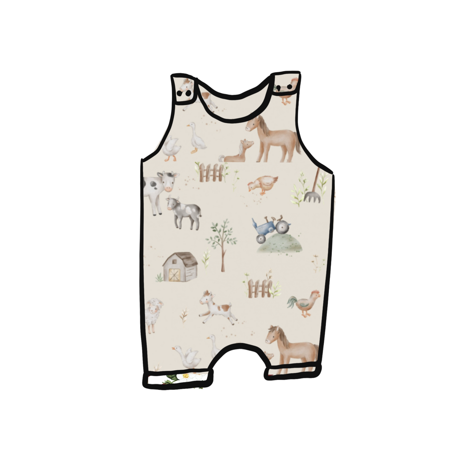 Zvieratká na farme - Romper krátky