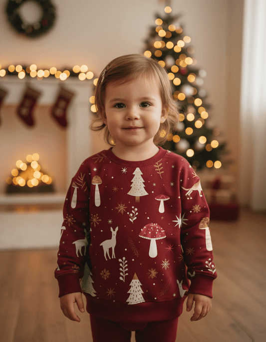 Mikina z rebrovaného úpletu Vianočný les