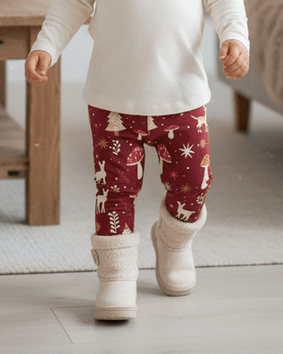 Rebrované legíny Vianočný les