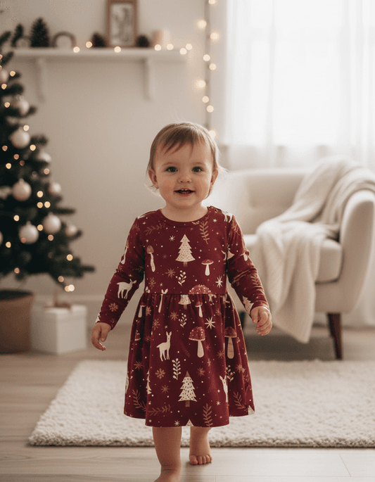 Šaty s dlhým rukávom Vianočný les