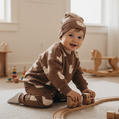 Mikina z rebrovaného úpletu Hnedé kačičky