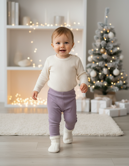 Rebrované legíny Levanduľa