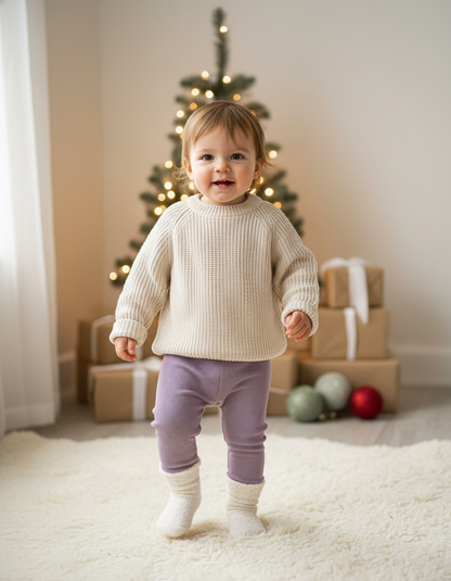 Rebrované legíny Levanduľa