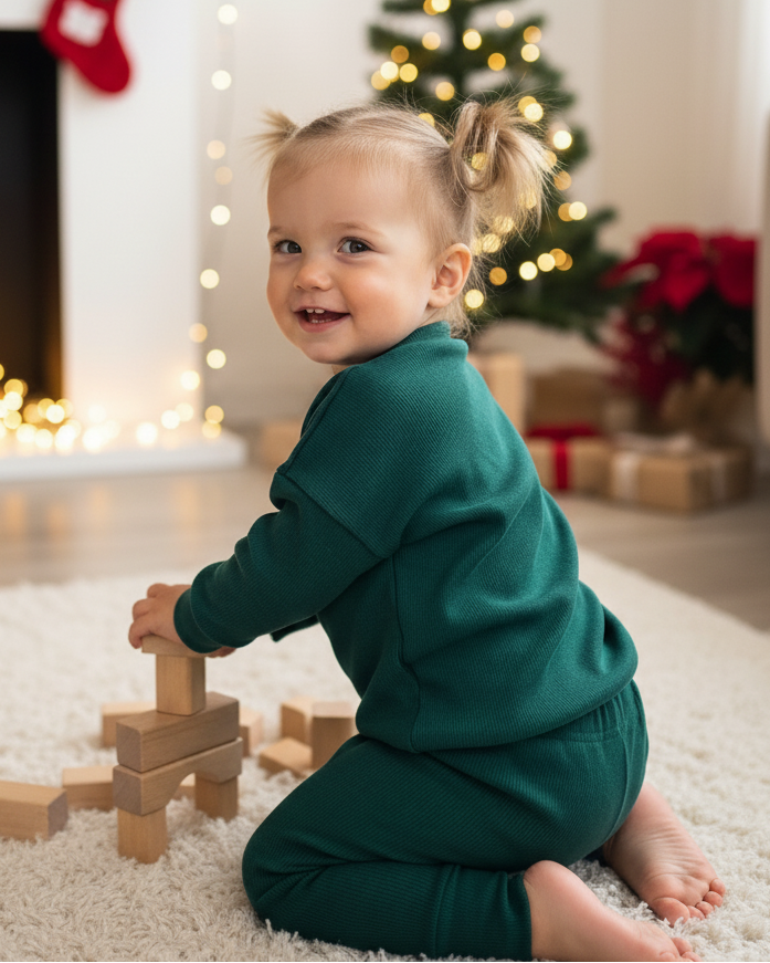 Rebrované legíny Forest green