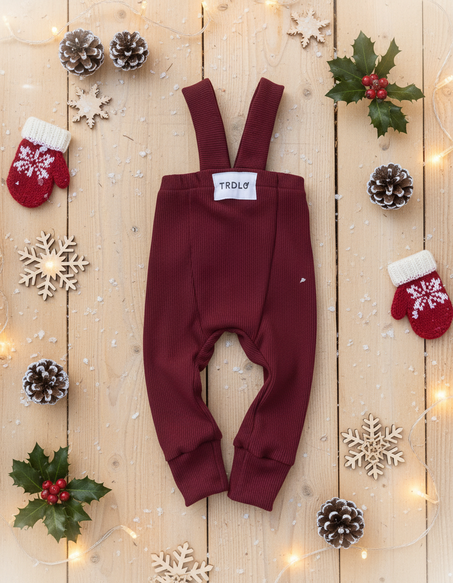 Rebrované dlhé legíny s trakmi Vínová