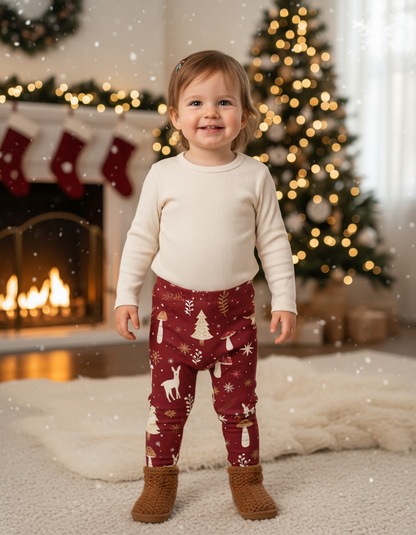 Rebrované legíny Vianočný les