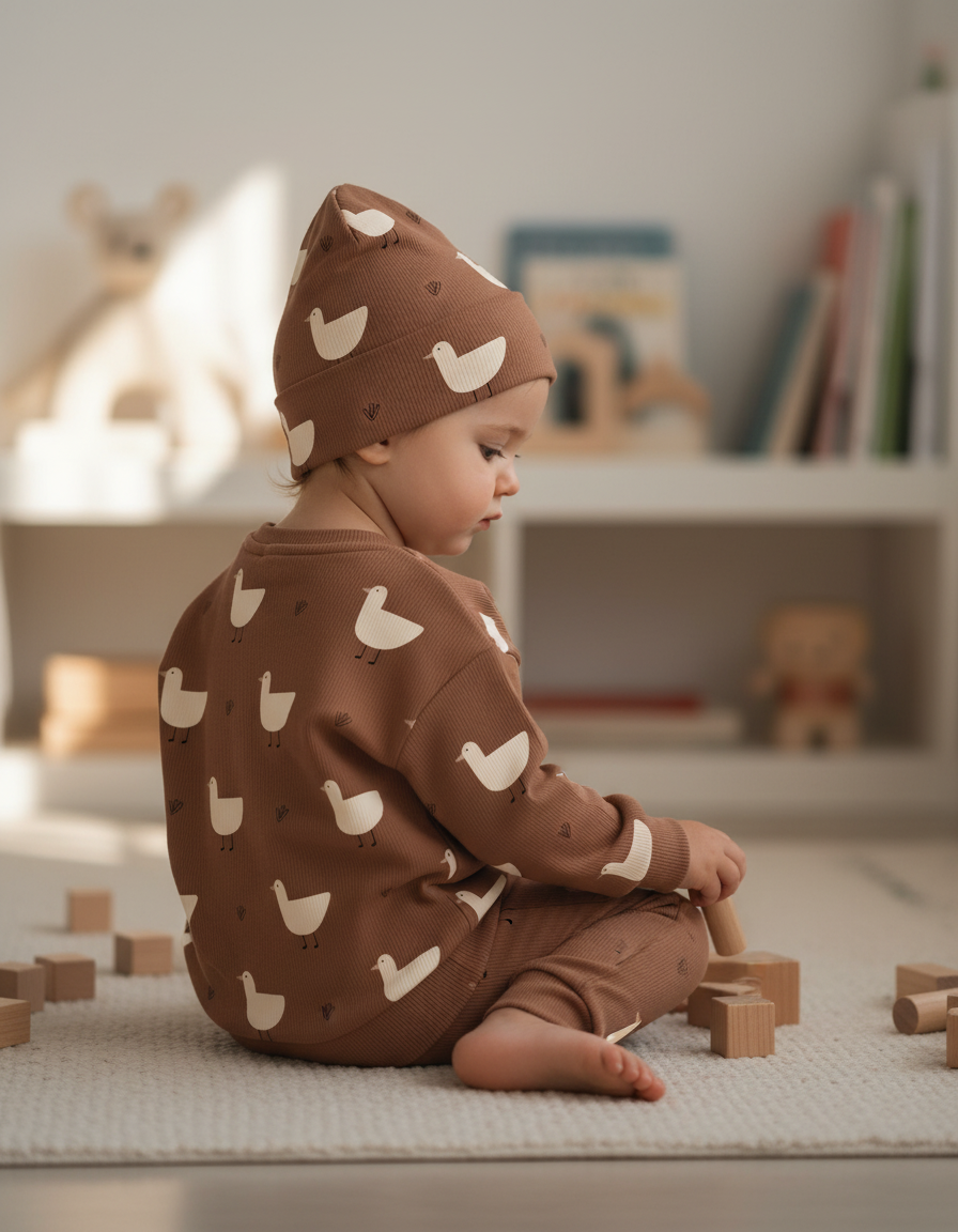 RIB čiapka hnedé kačičky