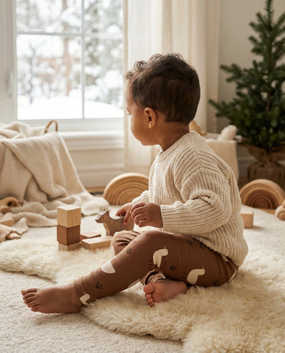 Rebrované legíny hnedé kačičky