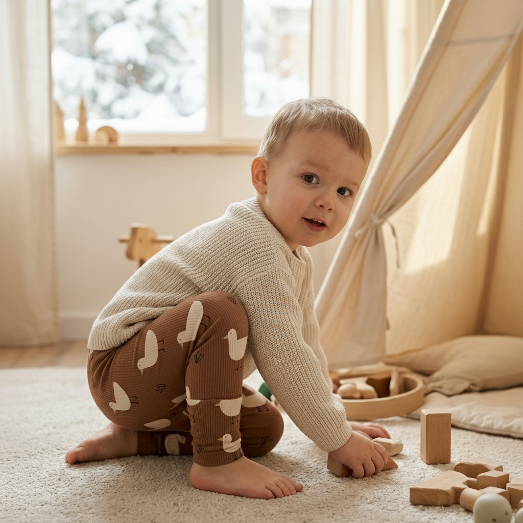 Rebrované legíny hnedé kačičky