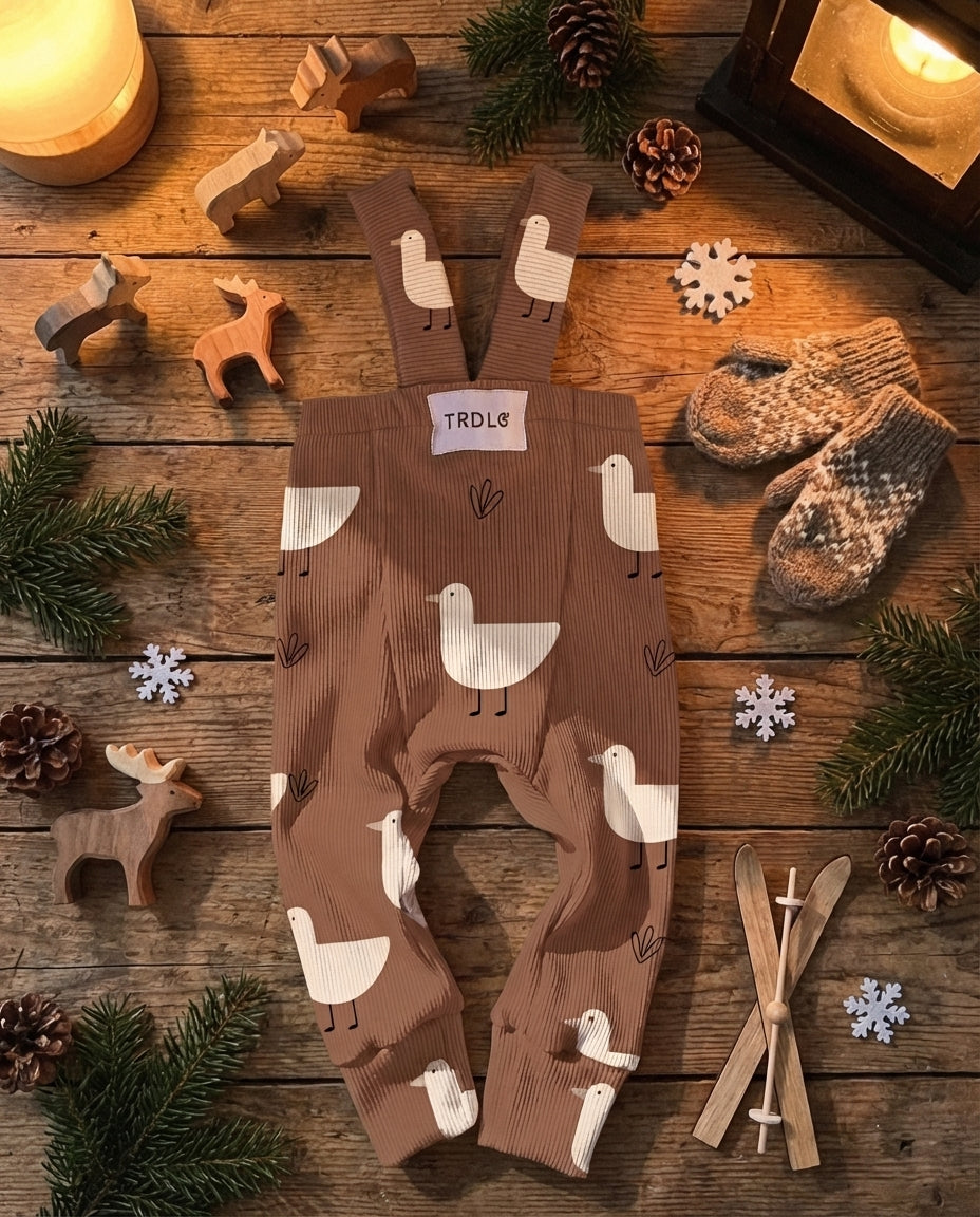 Rebrované dlhé legíny hnedé kačičky