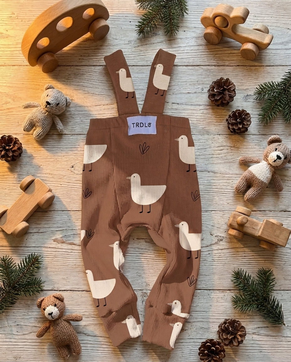 Rebrované dlhé legíny hnedé kačičky