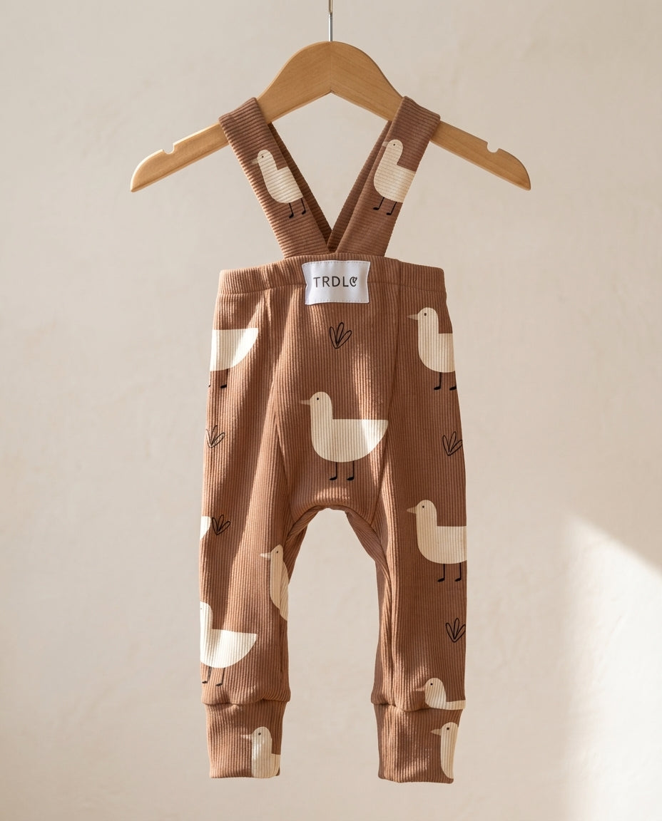 Rebrované dlhé legíny hnedé kačičky