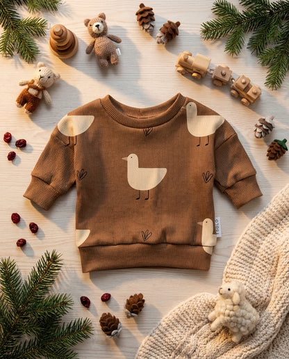 Mikina z rebrovaného úpletu Hnedé kačičky