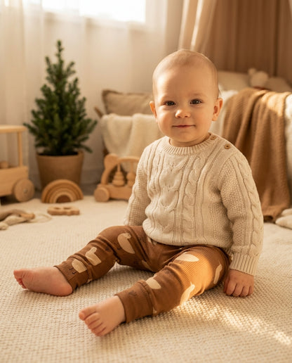 Rebrované legíny hnedé kačičky