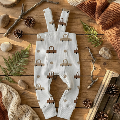 Rebrované dlhé legíny s trakmi Autíčka