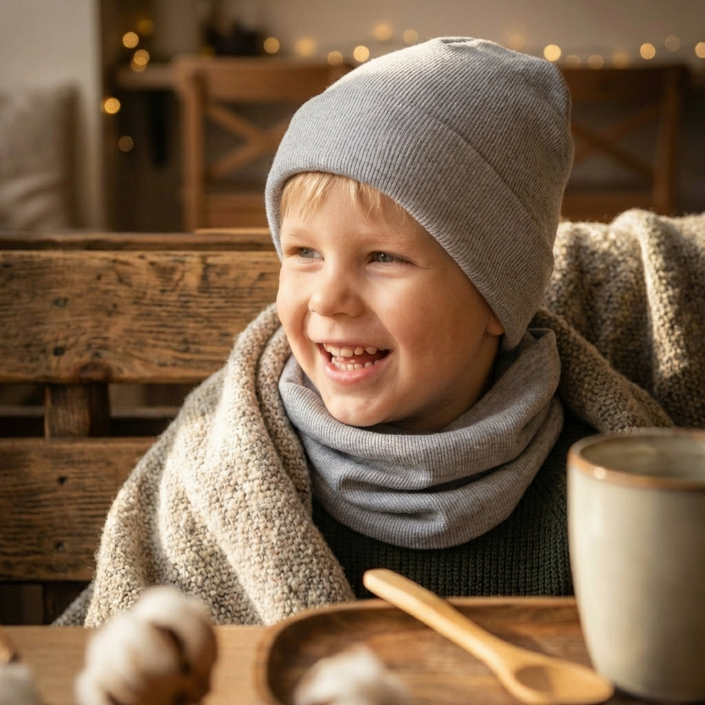 Zvýhodnený set: čiapka + nákrčník 🖤 Svetlošedý melír