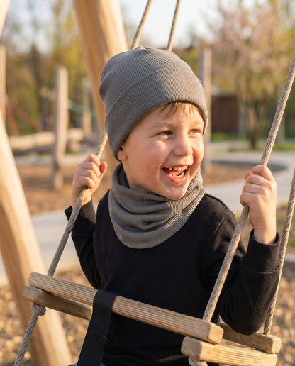 Zvýhodnený set: čiapka + nákrčník 🖤 Tmavá šedá