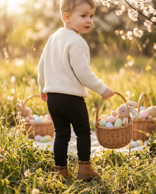 Rebrované legíny Čierne